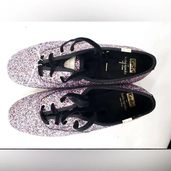Keds X Kate Spade New York Champion Rainbow Glitter Bling Sneakers Size 9 Preppy - Picture 3 of 5